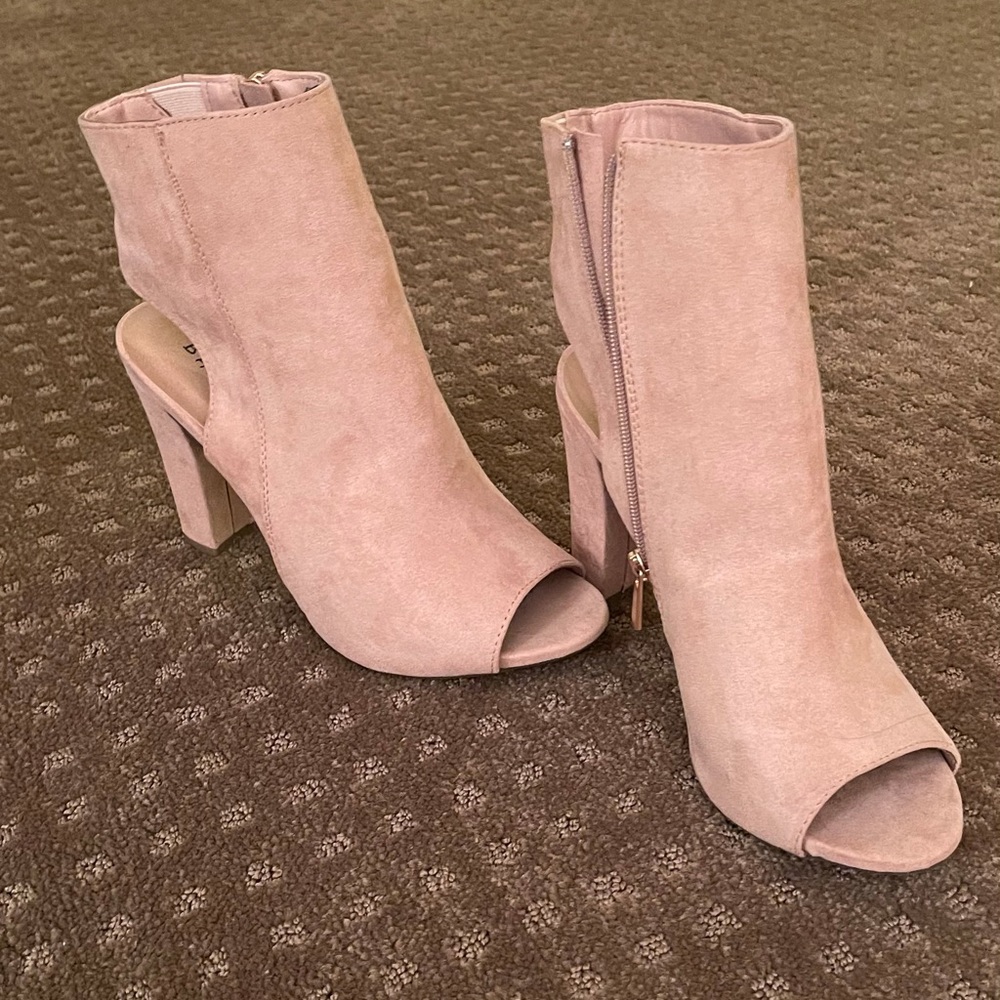 Peep toe high heel booties